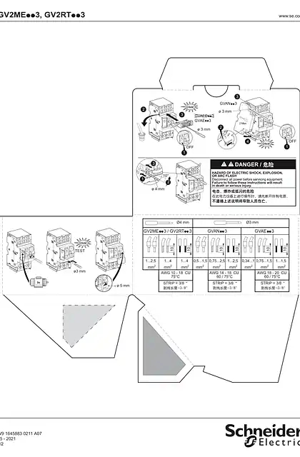 schneider施耐德GV2MEoo3_ GV2RToo3 - Motor circuit breakers with connex terminals - 说明页